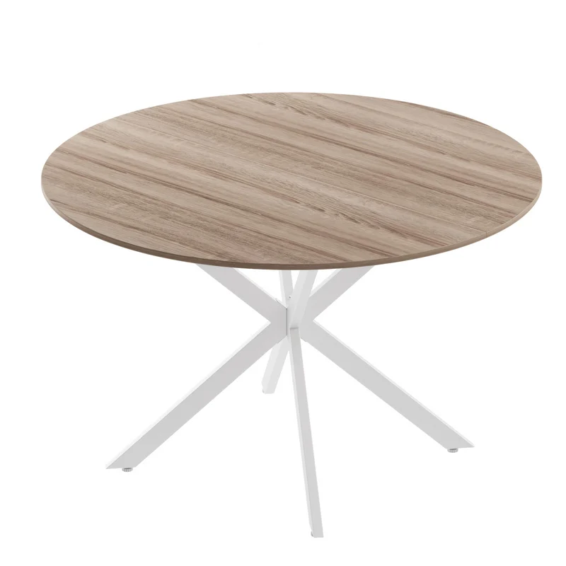 Eettafel – Ronde Tafel – Keukentafel – Eetkamertafel – Houten Tafel – 120 cm Diameter – X-Vormig Metalen Onderstel – Geschikt Voor 4-6 Personen