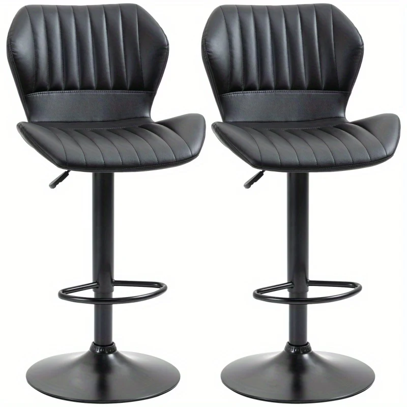 Barstoel – Barkruk – Barstoel Kruk – Keukenstoel – Barstoel Set Van 2 – Verstelbare Zithoogte 61-81 cm – 360° Draaibaar Met Rugleuning