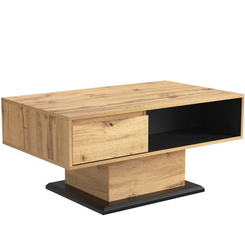 Salontafel – Koffietafel – Bijzettafel – Woonkamertafel – Tafel – Handenvrij Design – Dubbele Opbergruimte – 100x47x60 cm – Spaanplaat Met Natuurhoutnerf