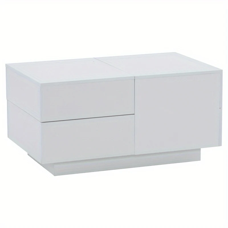 Salontafel – Koffietafel – Woonkamertafel – Tafel – Verstelbare Salontafel – 90x55x45 cm – Vier Lades – Wit Mat Spaanplaat – Ruimtebesparend – Stevig