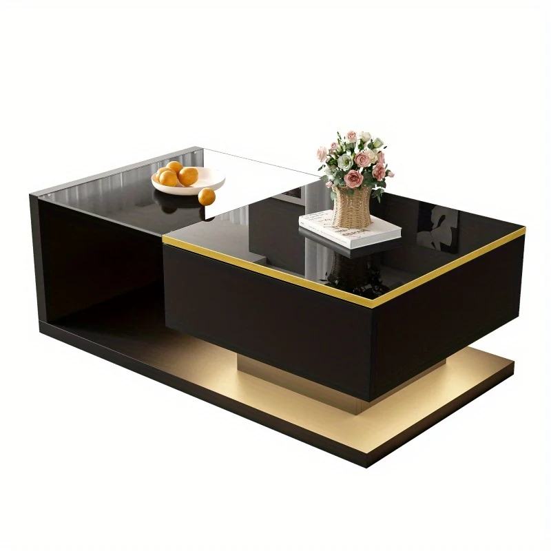 Salontafel – Koffietafel – Tafel – Woonkamertafel – Hoogglans Zwart – 90 x 50 cm – Stevig Spaanplaatmateriaal