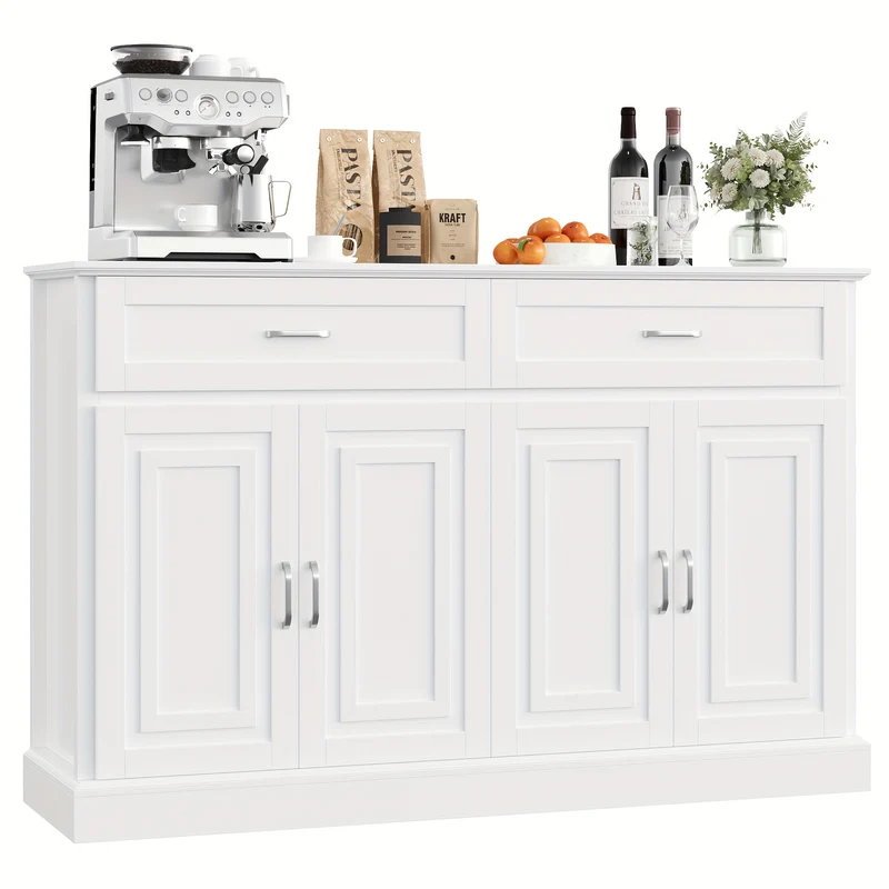 Opbergkast – Kast Met Lades – Dressoir – Bergmeubel – Witte Opbergkast – Stevig Hout & Spaanplaat – Ruime Indeling Met 3,2+ Kubieke Voet