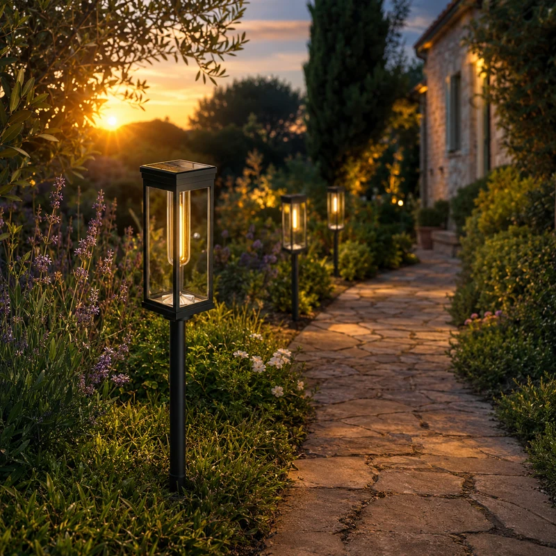 OCS - Solar Tuinlampen - Set van 4 LED Padverlichting op Zonne-energie voor Tuin & Oprit