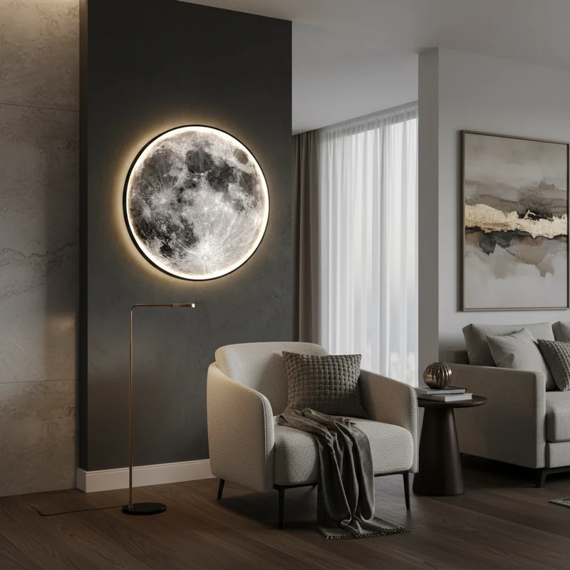 OCS - Luna Maan Wandlamp - Realistische 3D LED Maanlamp met 3 Lichtkleuren