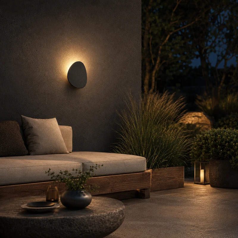 OCS - Kenzo Organische LED Buitenwandlamp - Ronde IP65 Wandlamp met Indirecte Verlichting