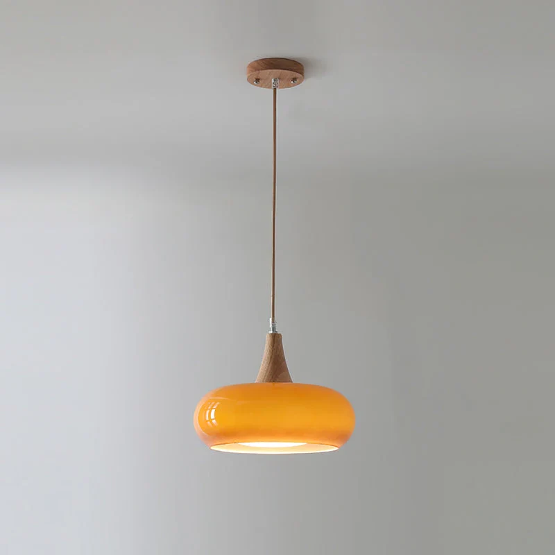 OCS - dido Hanglamp - Houten Hanglamp met Glazen Kap & Verstelbaar Snoer