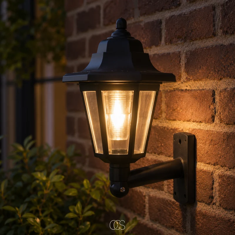 OCS - Nostalgische LED Solar Wandlamp - Zwarte Buitenlantaarn op zonne-energie