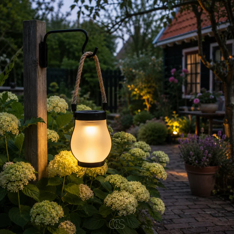 OCS - Nura Solar Buitensfeerlamp - Draadloze Buitenlantaarn met Vlameffect - Zonne-energie & USB Oplaadbaar