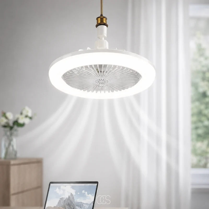 OCS - Plafondventilator met LED Verlichting - E27 Fitting & 360° Verstelbaar & afstandsbediening