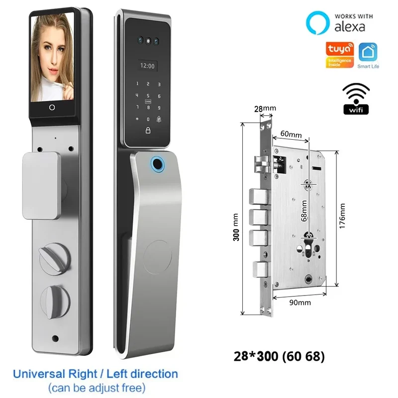 Smart Deurslot – Slimme Deurslot – Elektronisch Slot – Vingerafdrukslot – App Slot – 8 Ontgrendelingsmethodes – IP67 Waterdicht & Duurzaam Aluminium - 28x300 - 6068 insteek