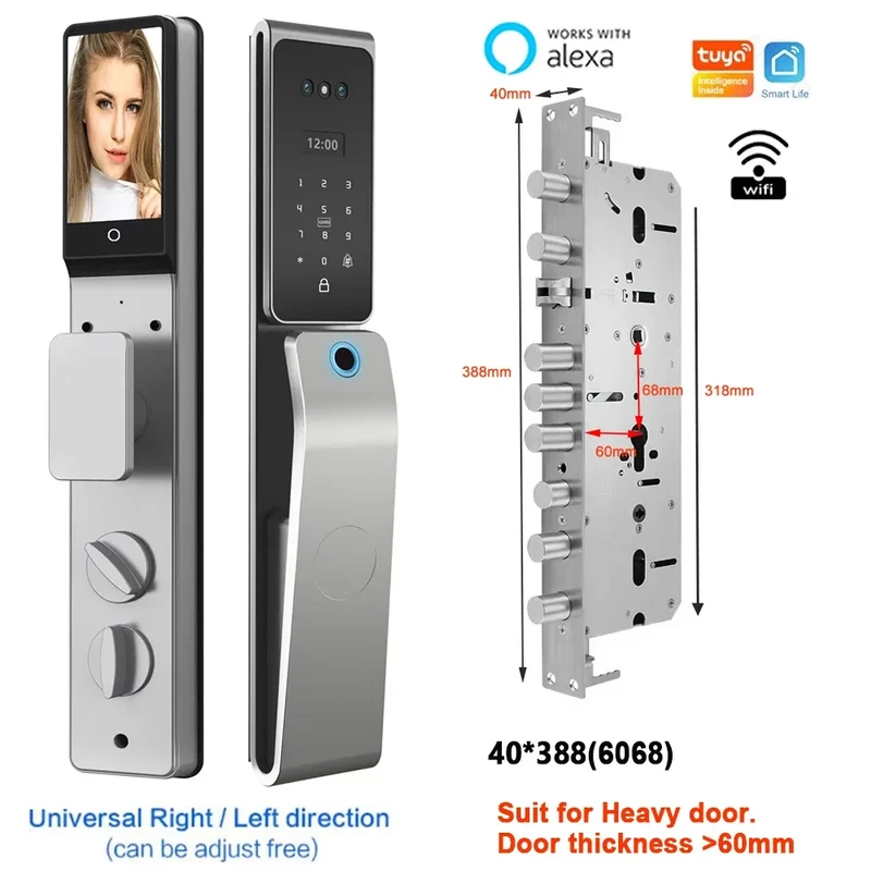 Slimme Deurslot – Elektronisch Slot – Biometrisch Slot – Toegangscontrole – Smart Home Slot – 8 Ontgrendelingsmethoden – IP67 Waterdicht Aluminium - 40x388 - 6068 insteek