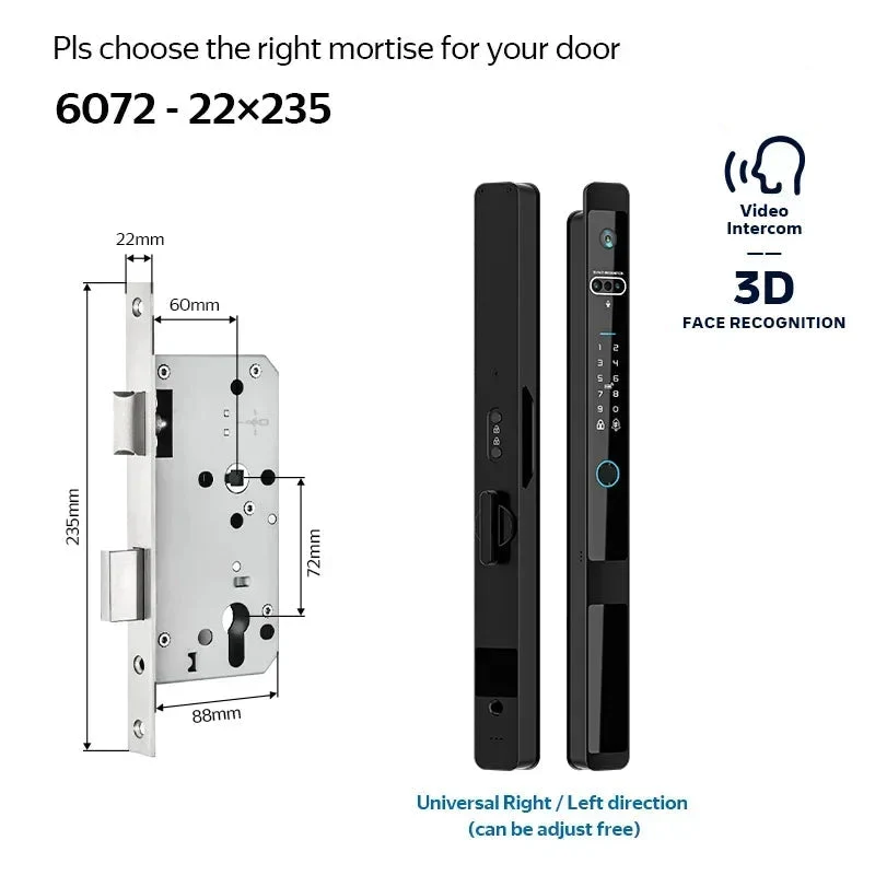 Slimme Deurslot – Elektronisch Slot – Biometrisch Slot – Vingerafdruk Slot – App Slot – 6 Ontgrendelmethodes – IP66 Waterdicht - 6072 - Zilver