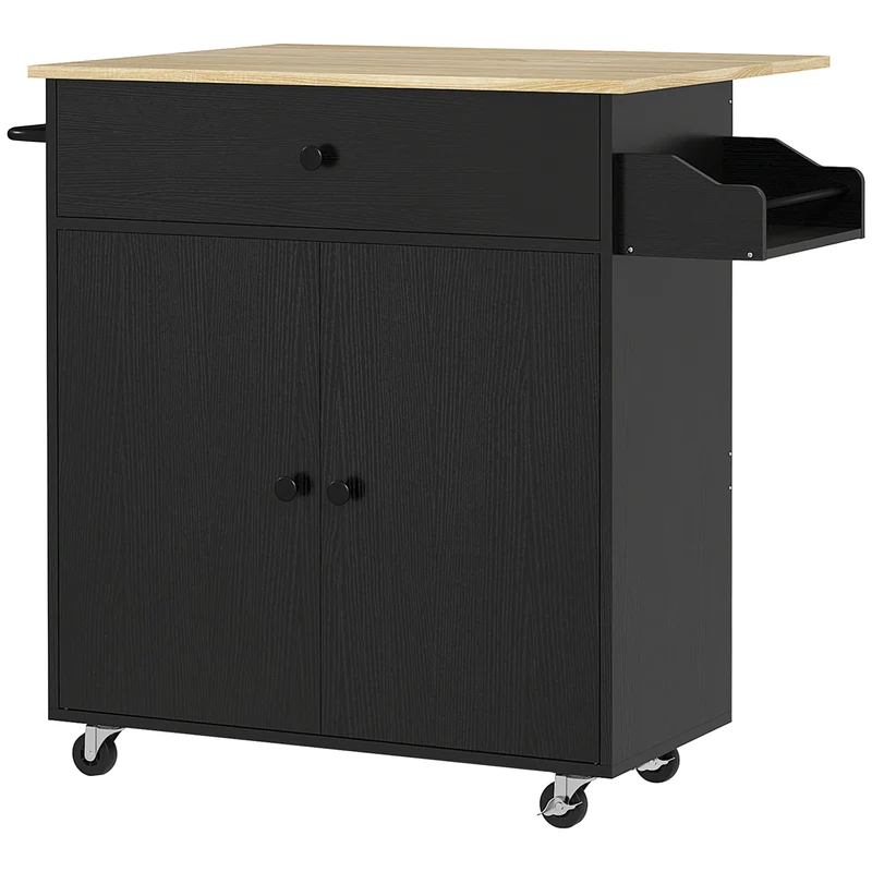 Homcom Kitchen Island with Wheels Folding Wing 106X42X87 cm