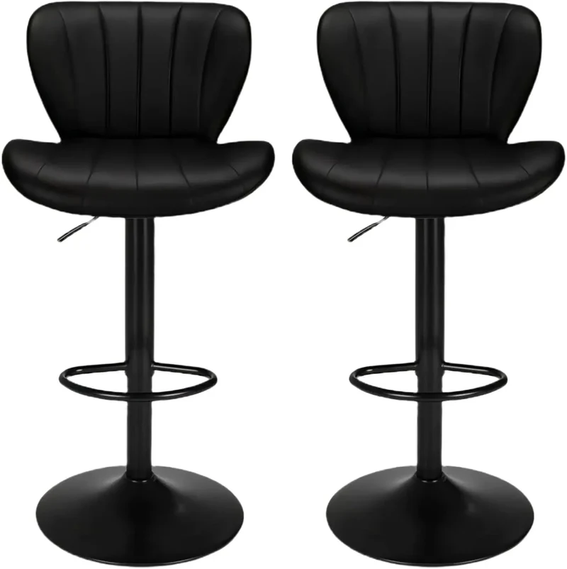Barstoelen – Barkrukken – Barstoeltjes – Keukenkrukken – Zwarte Barstoel Set – Verstelbare Hoogte – 360° Draaibaar