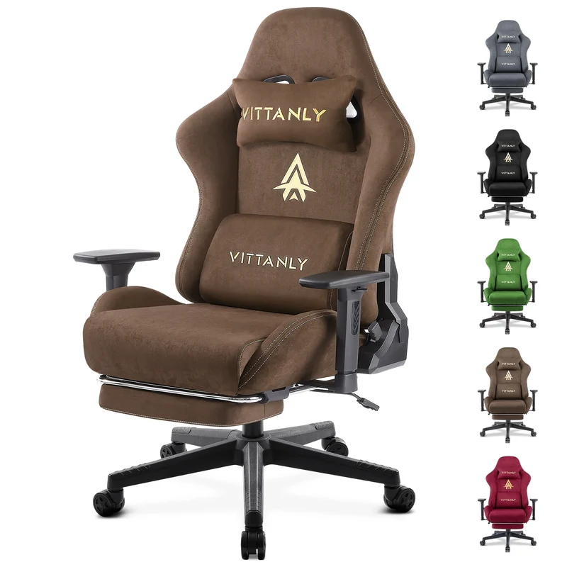 Ergonomische Gaming- en Bureaustoel – Gamestoel – Bureauzetel – Computerstoel – Werkstoel – 3D Verstelbare Armleuningen – Luxe Ademend Faux Suede Met Voetensteun