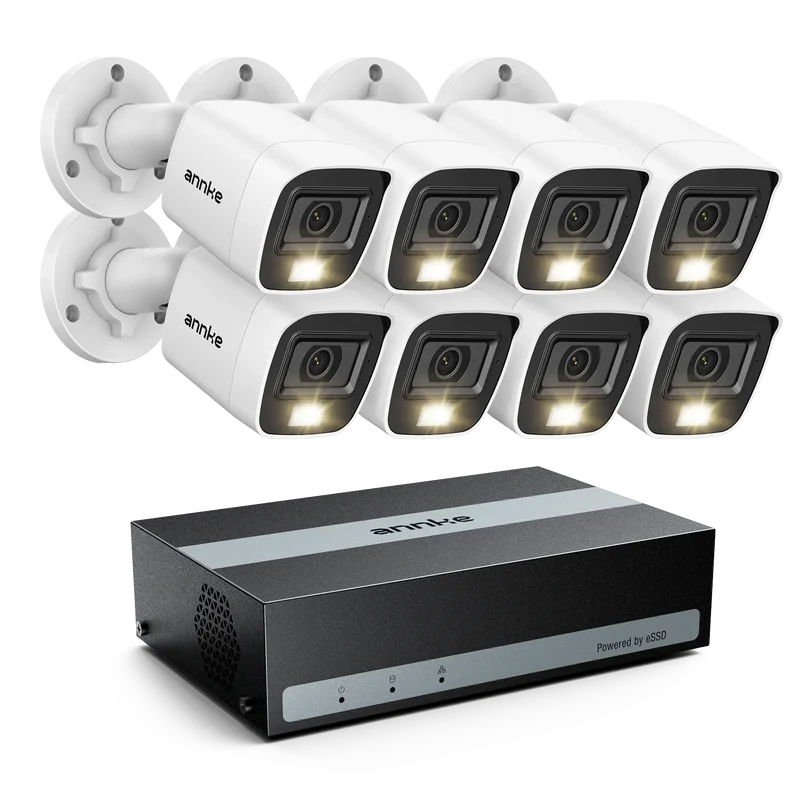 Beveiligingscamera Set – CCTV Bewakingscamera – Surveillance Camera – Beveiligingssysteem – 8-Kanaals DVR Recorder – 2MP Full HD – 1TB SSD Opslag – Nachtzicht IR & Witte LED