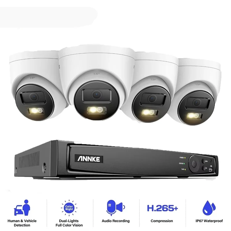 12MP Beveiligingsset – CCTV Systeem – Camerabewaking – IP Camera Kit – Security Camera Set – 8-Kanaals NVR Recorder – Dual Light Nachtzicht