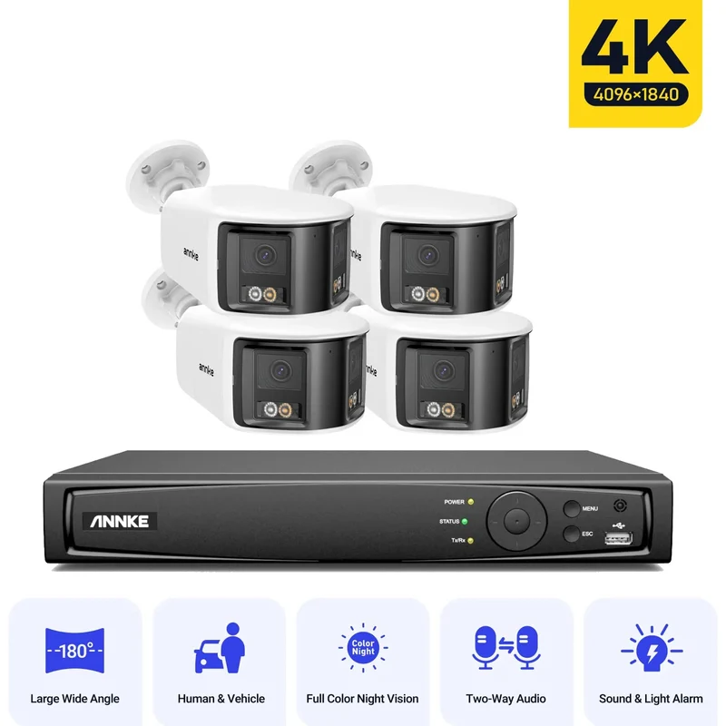 IP Cameraset – Beveiligingscamera – Buitenbeveiliging - Bewakingscamera - 180° Ultrabreed Dual-Lens - Surveillance Camera - AI Beweging Detectie Met Nachtzicht