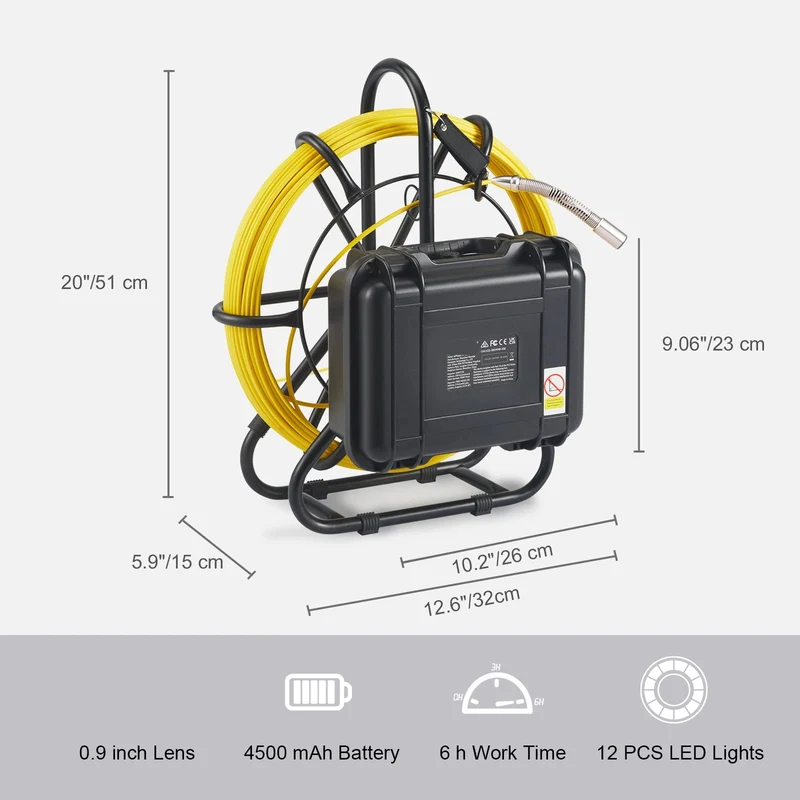 Rioolinspectie Camera – Rioolcamera – Inspectiecamera – Pijpcamera – Afvoercamera – 9 Inch Scherm – 91,5 Meter Kabel