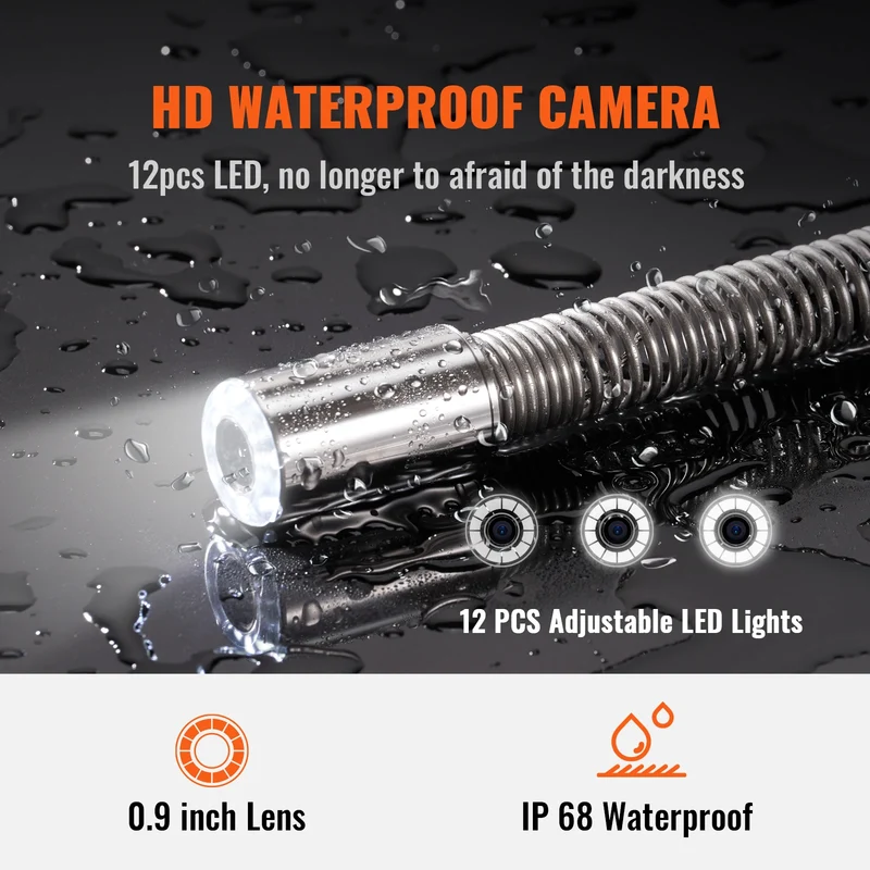 Rioolinspectie Camera – Rioolcamera – Inspectiecamera – Pijpcamera – Afvoercamera – 9 Inch Scherm – 91,5 Meter Kabel