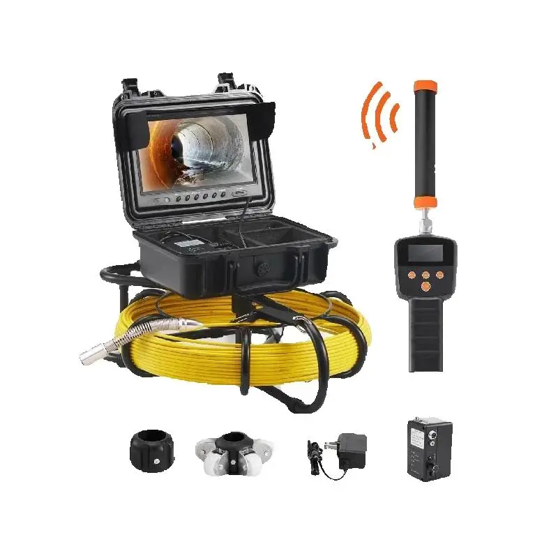Pijpinspectiecamera – Rioolcamera – Leidingscanner – Inspectie-endoscoop – Waterdicht IP68 – 9 inch HD Scherm – 12 Verstelbare LED-lampjes – 512Hz Locator - 91M