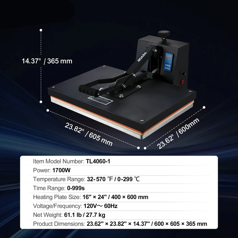 Warmtepers – Hittepers – Sublimatiepers – Transferpers – Thermopress – Groot Persvlak 16x24 Inch – Digitale Temperatuurregeling