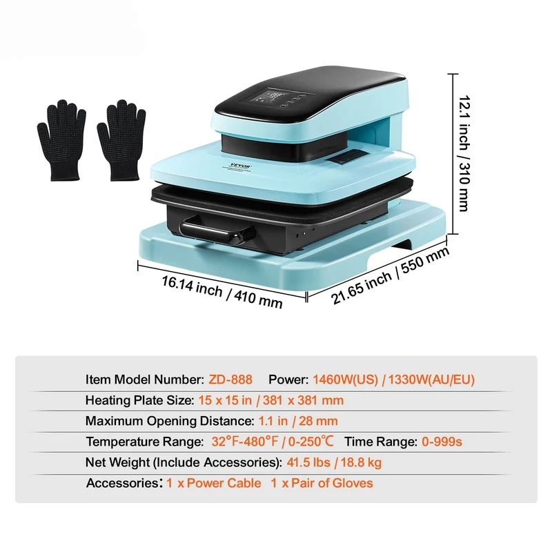 Automatische Warmtepers – Sublimatiepers – T-shirt Pers – Transferpers – Textielpers – 15x15 Inch Persoppervlak – Volledig Automatisch & Handsfree