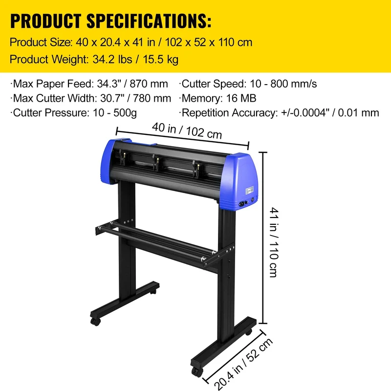 Vinyl Cutter Plotter – Snijplotter – Snijmachine – Sticker Cutter – Vinyl Snijder – 34 Inch Snijbreedte – Aluminium Behuizing Blauw
