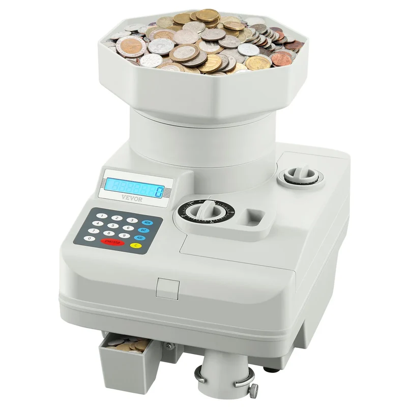 Muntteller – Muntenteller – Muntenautomaat – Münzzähler – Coin Counter – Hoge Snelheid 1300 Munten/minuut – Grote Capaciteit 11.000 Munten
