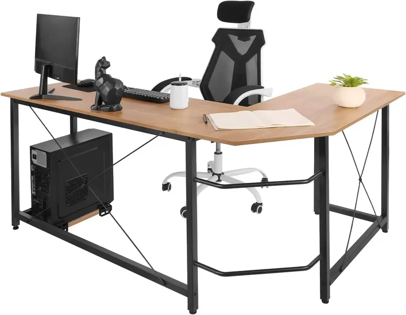 Hoekbureau – L-vormig Bureau – Computerbureau – Werkplek Bureau – Thuiswerk Bureau – Ruim Werkoppervlak 170x60 cm – Stevig MDF Blad Met Metalen Frame - Natuurlijk hout