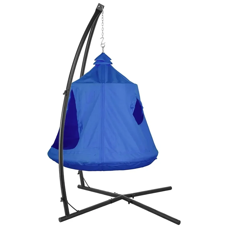 Comfortabele Hangstoel Met Standaard – Hangstoelstoel – Schommelstoel – Kinderstoel – Tuinstoel – Duurzaam Gepoedercoat Stalen Frame – Inclusief LED-Verlichting