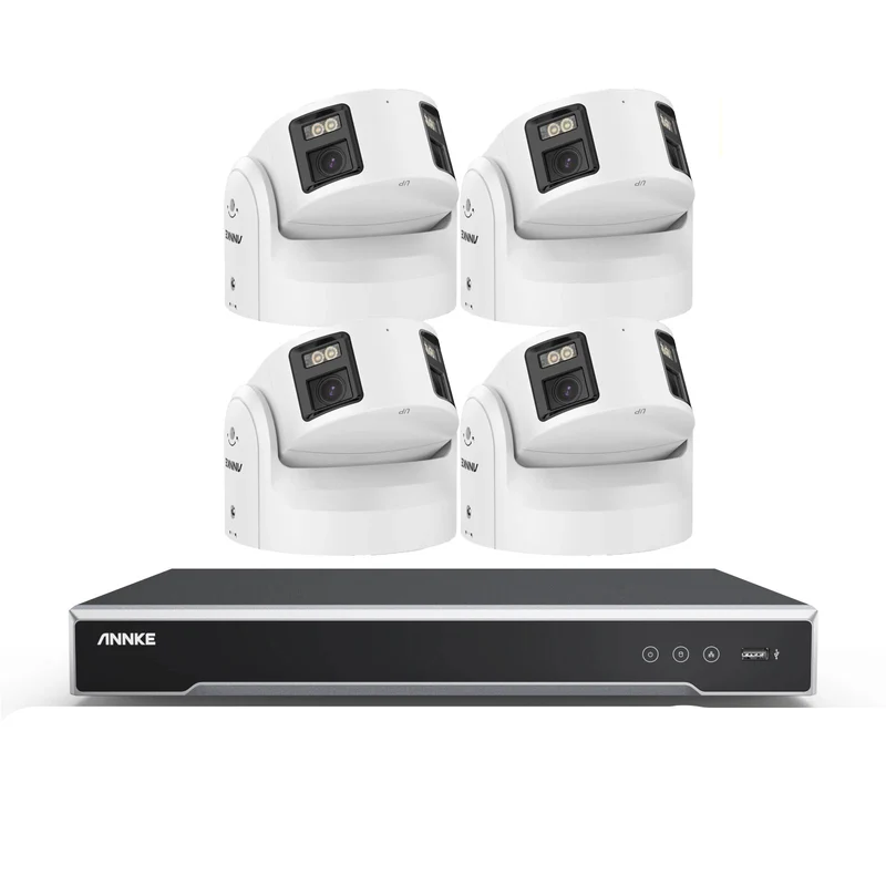 8-kanaals IP Beveiligingssysteem – Bewakingscamera Set – NVR Recorder – CCTV Beveiliging – Videobewaking – 8MP Panoramische Beeldkwaliteit – IP67 Waterdichte Behuizing