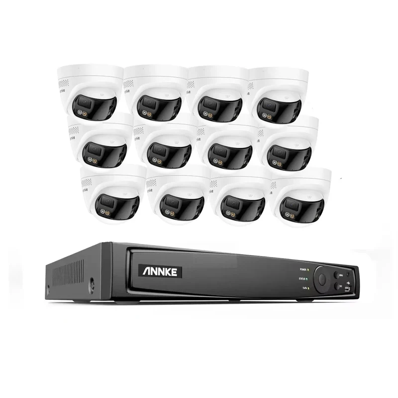 IP Camera Bewakingsset – Beveiligingscamera – CCTV Set – Surveillance Systeem – Dome Camera – 12x 8MP Dual-Lens – 16-Kanaals NVR Met PoE