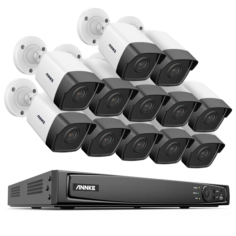 16-kanaals 5MP IP Beveiligingscamera Set – CCTV Camera Systeem – Bewakingscamera Set – Video Beveiliging – Dome Camera – Nachtzicht Tot 30 Meter – Weerbestendig IP67