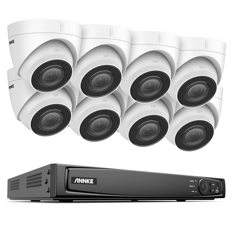 16-kanaals NVR Beveiligingssysteem – IP Camera Set – Video Bewaking – CCTV Systeem – Beveiligingscamera’s – 8x 5MP IP Camera’s – PoE Installatie – Nachtzicht 30m