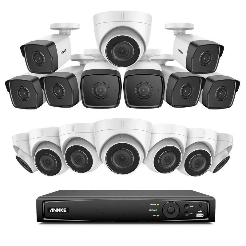 16-Kanaals Beveiligingsset – IP Camera Systeem – NVR Set – Camerabeveiliging – Bewakingscamera – 5MP Resolutie – Weerbestendig IP67