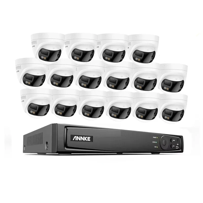 16-kanaals IP beveiligingscamera set – Bewakingscamera – Beveiligingscamera – CCTV camera – Dome camera – 8MP 4K Ultra HD Resolutie – Panoramisch 180° Gezichtsveld