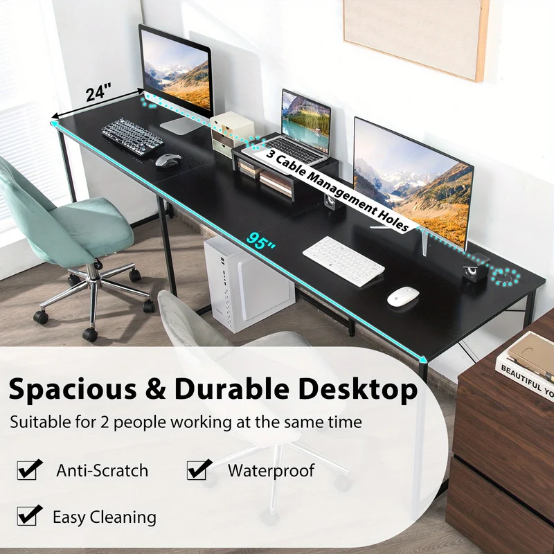 Hoekbureau – Computerbureau – L-vormig Bureau – Gamebureau – Bureautafel – Zwart – Robuust Staal – Verstelbare Voeten – 150x150 cm