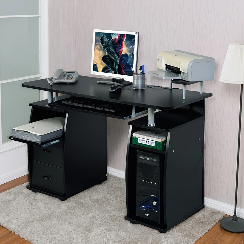 Bureau – Bureautafel – Computertafel – Werkplek – Schrijftafel – Zwart – MDF & Staal – 120x55 cm Werkblad