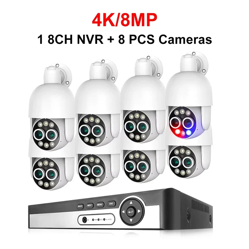 8-kanaals Beveiligingscamera Set – CCTV Camera Systeem – IP Camera Set – Bewakingscamera – Veiligheidscamera – Ultra HD 8MP Resolutie – AI Menselijke Detectie & PTZ Bediening - 8 Stuks - Geen Ingebouwde HDD