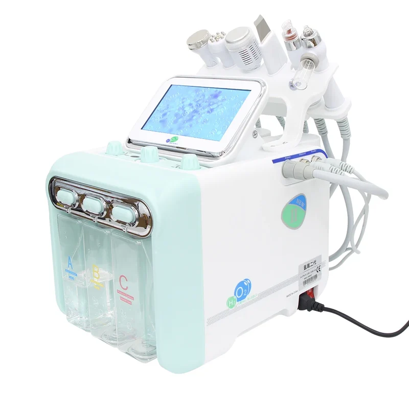 6-in-1 Hydro Dermabrasion Machine – Gezichtsreinigingsapparaat – Huidverjongingsapparaat – Anti-Akne Behandeling – Collageen Liftapparaat – Ultrasone Massage – Cold Hammer Koeling