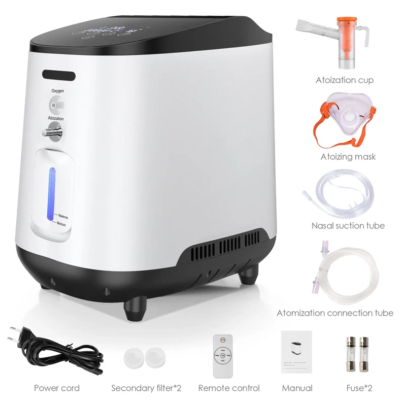 Zuurstofconcentrator – Oxygenerator – Ademhalingsapparaat – Medisch Hulpmiddel – Oxygen Machine – Maximaal 90% Zuurstofconcentratie – Compact & Geluidsarm