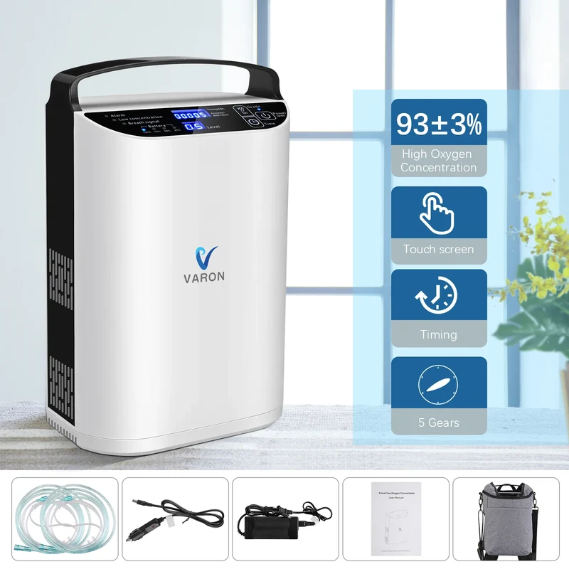Zuurstofconcentrator – Oxygenerator – Zuurstofmachine – Ademdevice – Ademhalingsapparaat – Compact en Lichtgewicht – 93% Zuurstofconcentratie – Inclusief Batterij en EU-Stekker