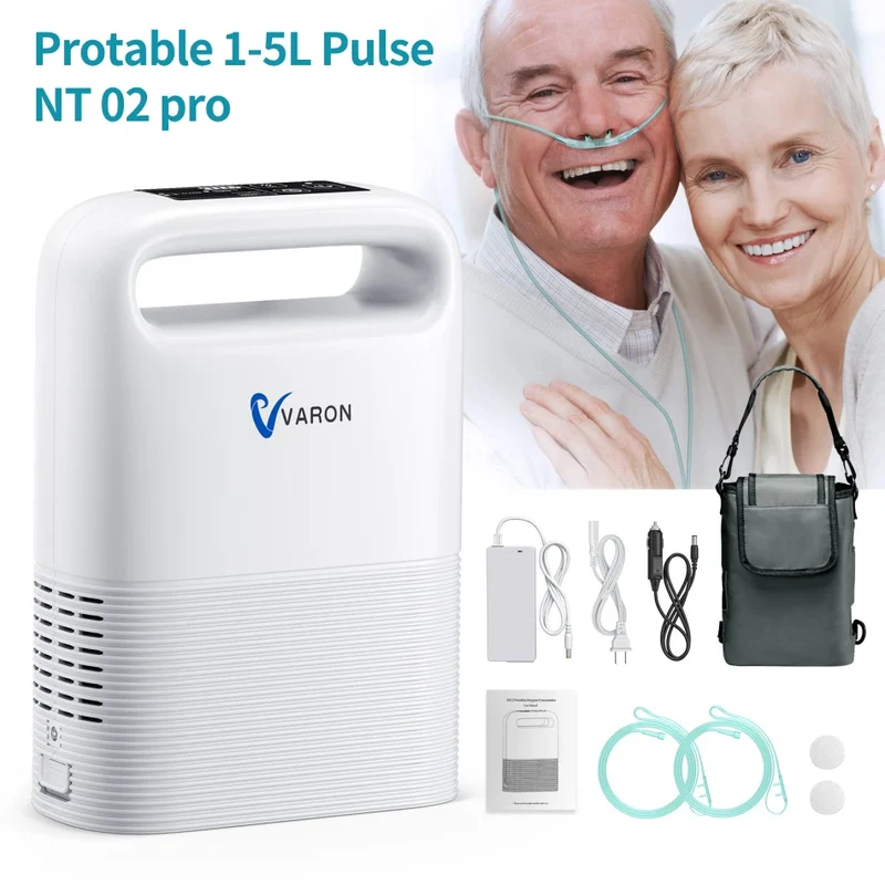 Zuurstofconcentrator – Draagbare Zuurstofapparaat – Ademhalingshulpmiddel – Oxygen Machine – Pulserende Zuurstofstroom – 1-5 L/min – Lichtgewicht 2,2 kg – 3-4 Uur Batterijduur