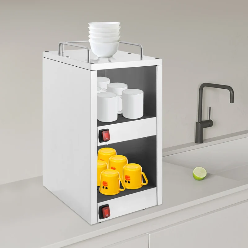 Kopjeswarmer – Mokverwarming – Bekerwarmer – Warmhoudplaat – Drankverwarmer – Roestvrij Staal – 2 Verwarmingscompartimenten – 75°C Constante Temperatuur