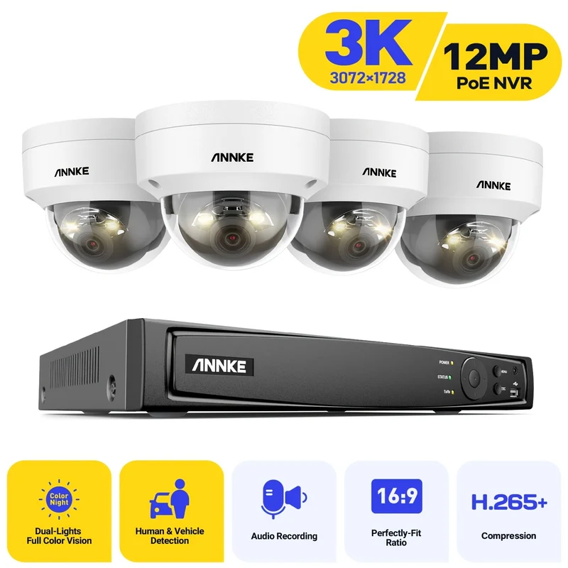 Beveiligingscamera – Dome Camera – Bewakingscamera – Camerabewaking – Beveiligingscamera Binnen & Buiten – Kleurennachtzicht 30m – Bekabelde Verbinding