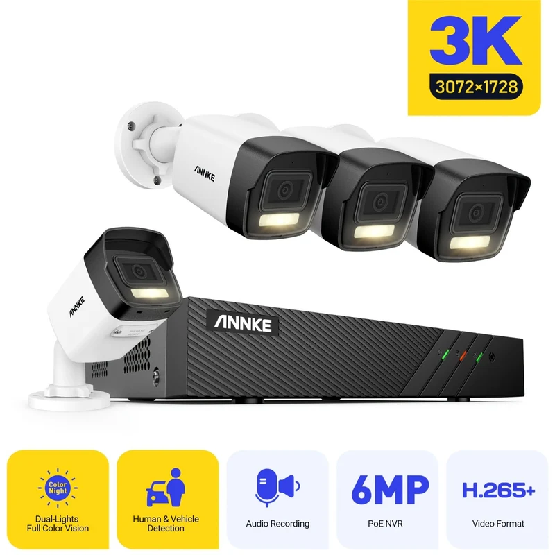 Beveiligingscamera – Wired Camera – Vaste Camera – CCTV Camera – Binnenbeveiliging – Licht Wit Zwart Design – 110-240V Zonder Harde Schijf