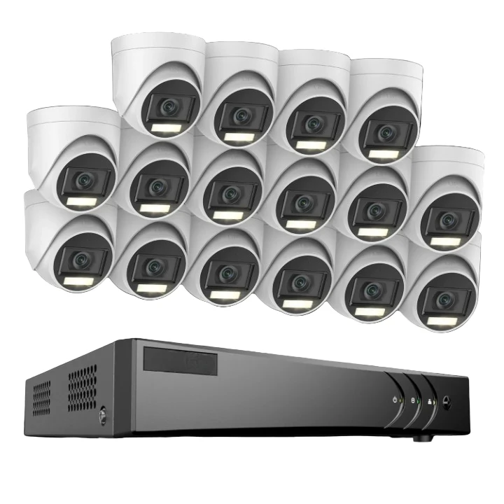 16-kanaals CCTV Beveiligingsset – Bewakingscamera Set – Surveillance Systeem – Beveiligingscamera Kit – Dome Camera Set – 5MP Resolutie – IP67 Weerbestendig - 16 Stuks Camera - Geen Ingebouwde HDD
