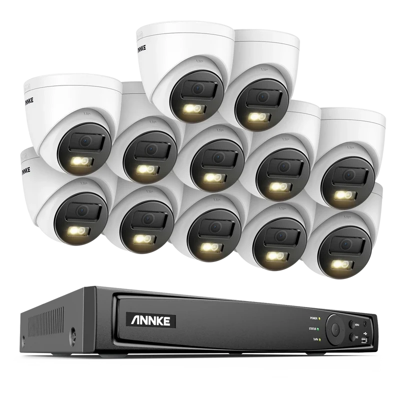 16-kanaals beveiligingsset – IP-camera systeem – CCTV kit – videobewaking – netwerk cameraset – 12MP dual-light camera’s – 16 PoE poorten met 4K HDMI-uitgang
