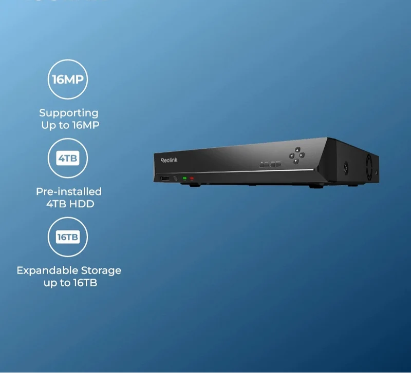 16-kanaals PoE NVR – Network Video Recorder – Beveiligingsrecorder – IP Camera Recorder – Surveillance Systeem – 4TB HDD – 4K Haarscherpe Videokwaliteit – Bewegingsdetectie Met Alerts
